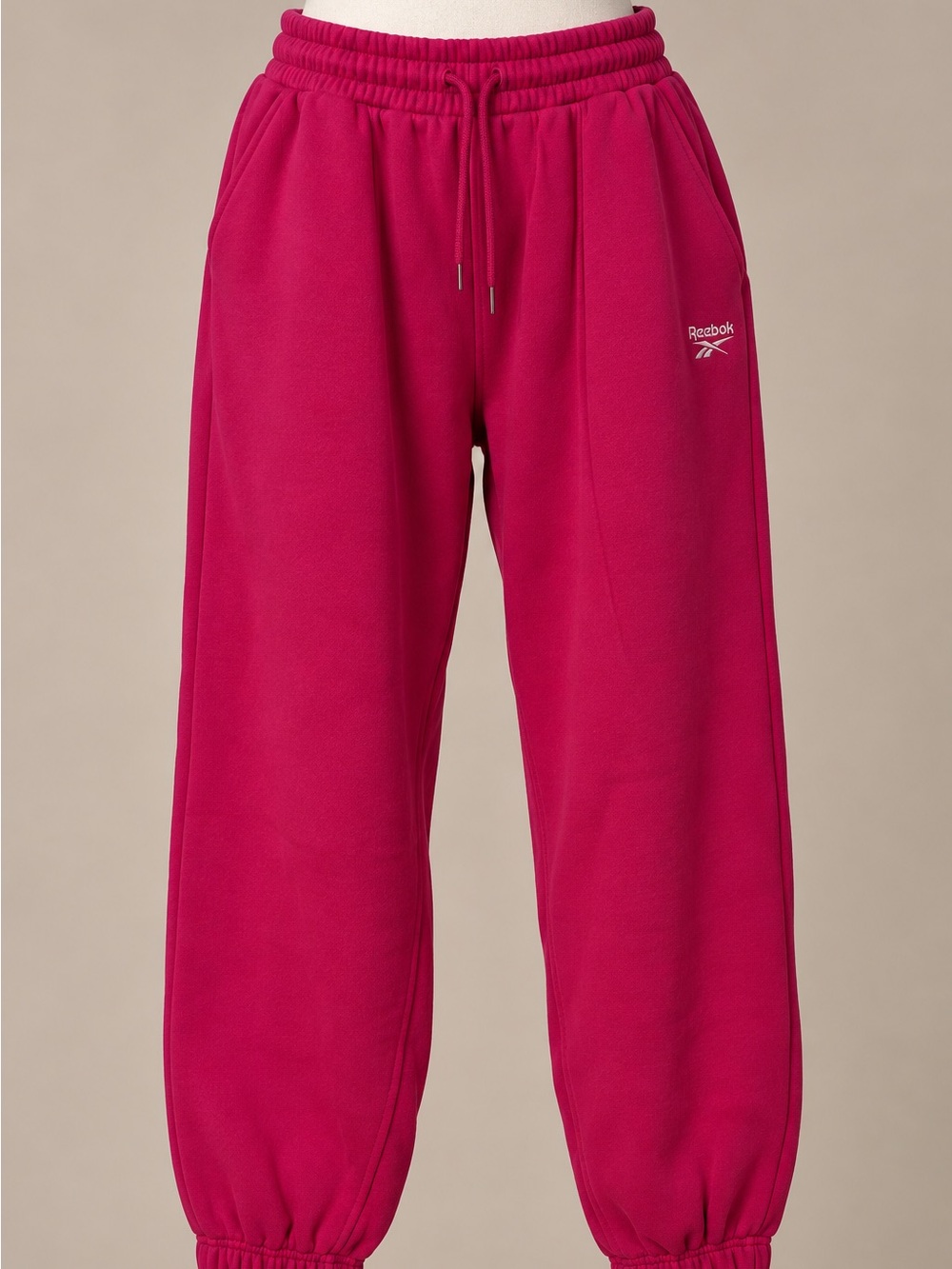 Reebok Pink Fleece Jogger Sweatpants Size Large Relaxed Fit